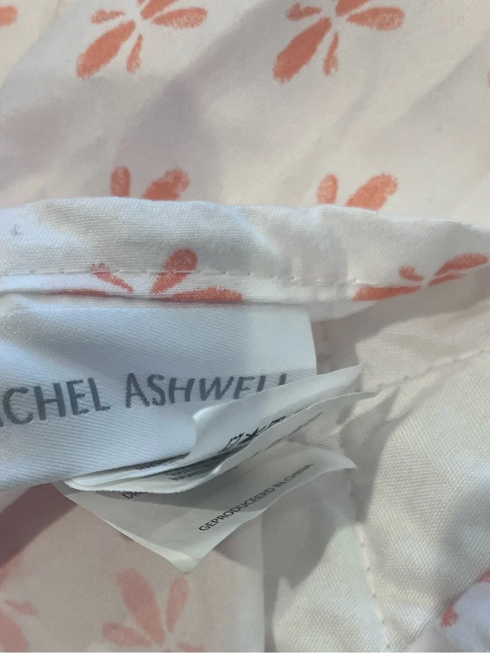 Rachel Ashwell Floral Pillow Sham Quilted White Green Peach